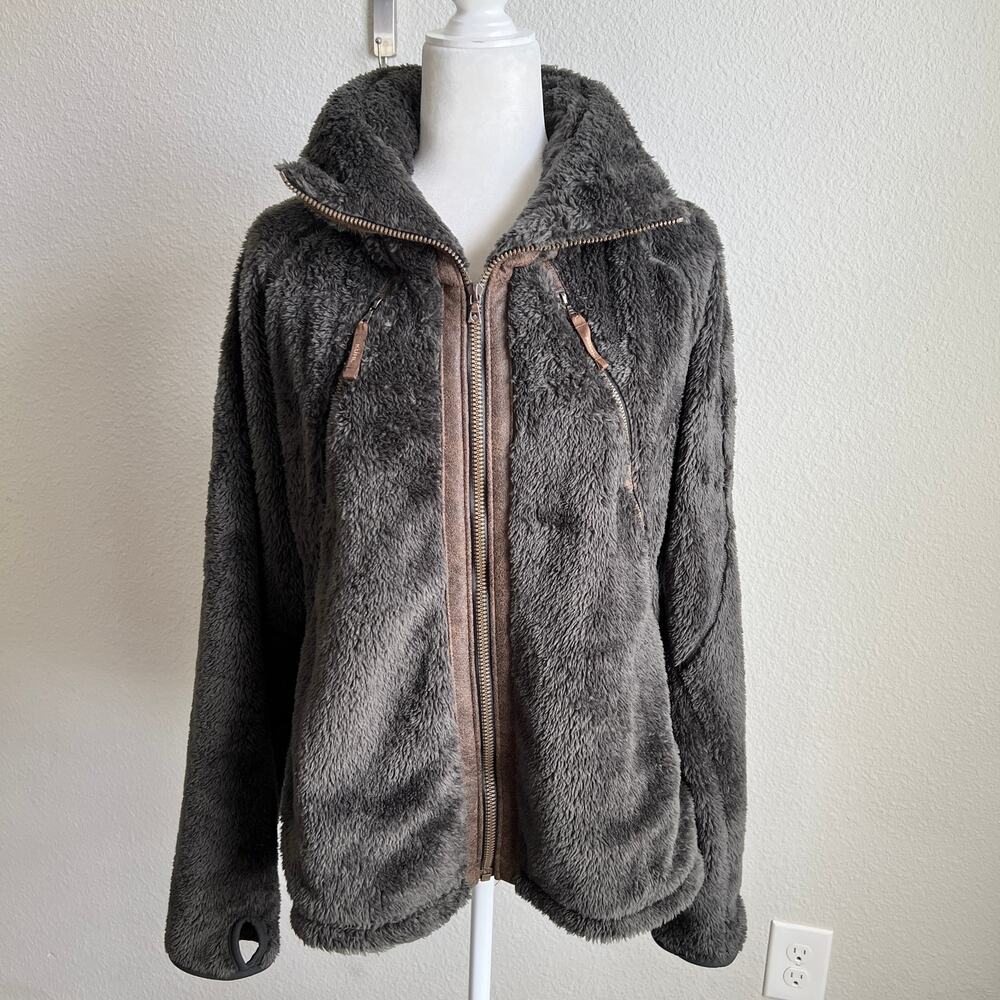 Kuhl Brown Flight Sherpa Hooded Jacket Women's XL Outdoor Fleece Cozy Cabincore